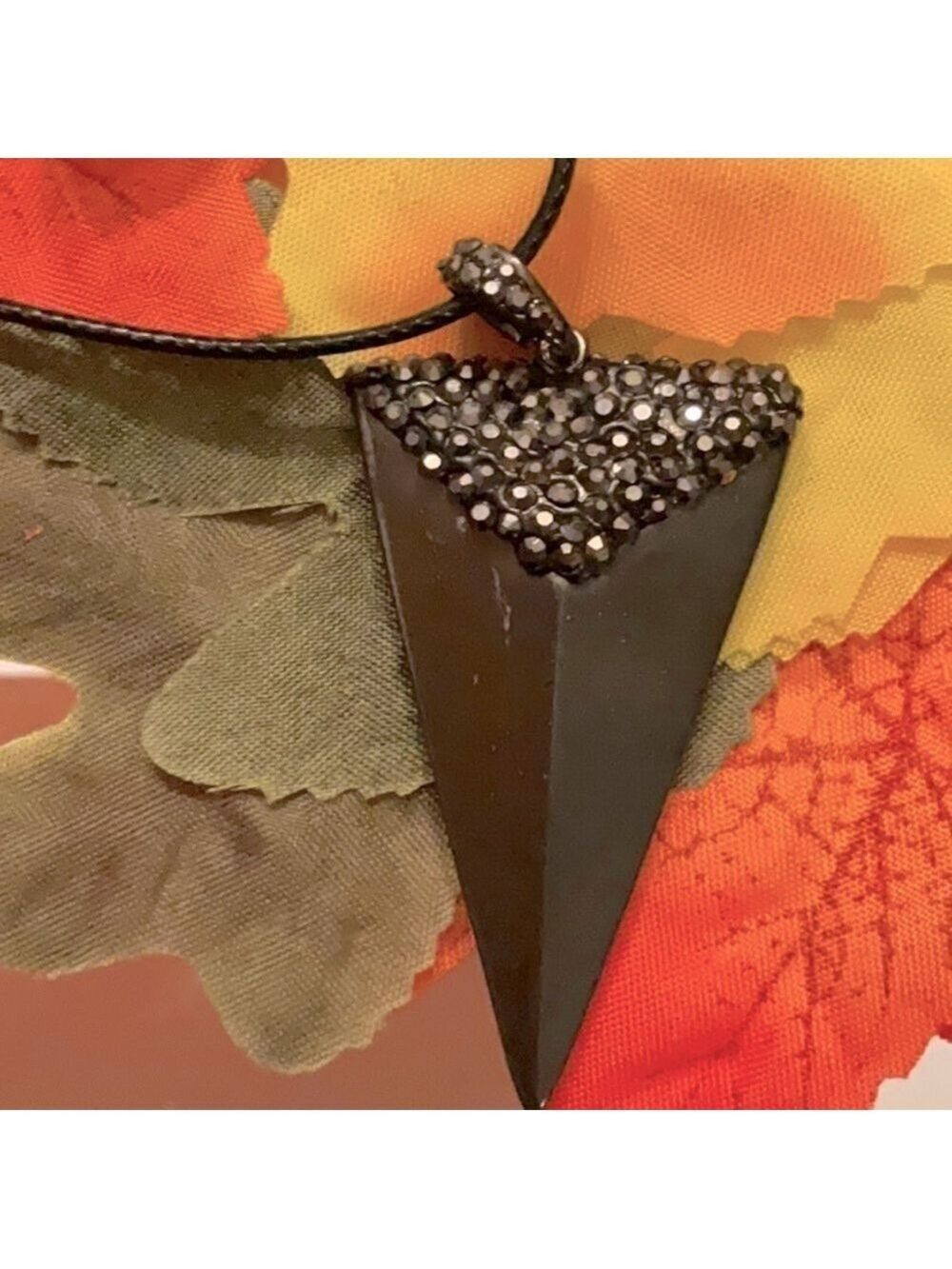Hematite Arrowhead Necklace Black Leather Chain Unisex